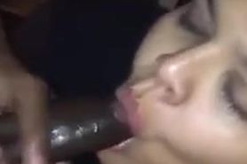 Fat Rican thot with a mouthful of dick