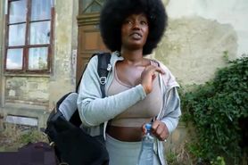 Afro puff ebony girl public sex