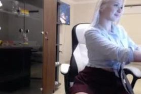 Blonde strip tease chat from office