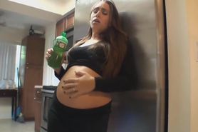 Fat belly girl chugging soda