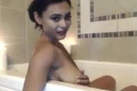 Ebony topless live show in bathroom