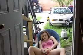 Masturbating in the front yard.