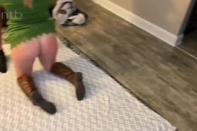 NTB IR Dblhts Blonde hotwife sucks a mean diick while hubby watches and cleans up