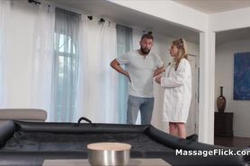 Sexy doctor performs special massage on patient