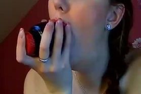 Aurelie Gagging On Big Dildo