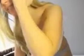 blonde cam girl with great perfect fake tits