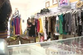 Women watch men jerk off in clothes shop
