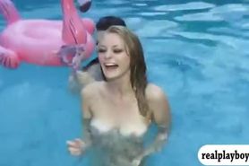 Group of sexy babes fucked by the pool on Springbreak