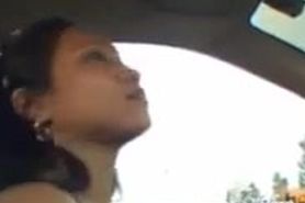 sexy asian gives blowjob and gets tittyfucked for gas money