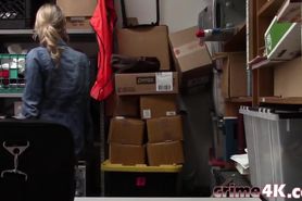 Gorgeous blonde teen fucked in the storage room