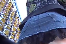 Lacy jeans upskirt