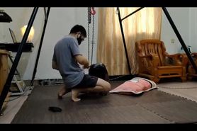 Asian Girl Taped Up and Hogtied