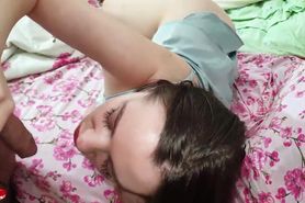 Horny Brunette Blowjob Cock Stepson After Sucking Dildo And Oral Creampie