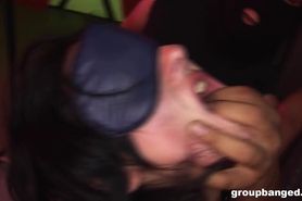 Blindfolded MILF Gangbanged by a Group of Men at GroupBanged