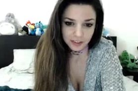 Cute Little Kitty Teen Sucking On Her Own Boobs...