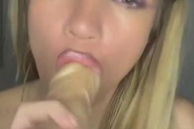 Little teen rides dildo