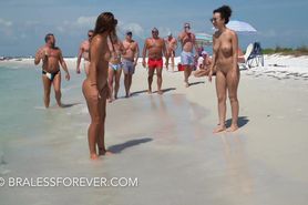 BralessForever - Playing Naked On The Beach