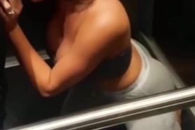 Slut Wife Sucking BBC in Elevator