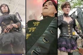 Transvestite walks in public with cock exposed under skirt plus butt plug (3 videos)