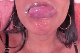 Ebony Spitty Tongue Mouth Drooling For Dick Closeup