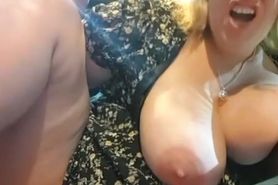 Beautiful sexy Russian milf with beautiful natural tits smoking cigarette