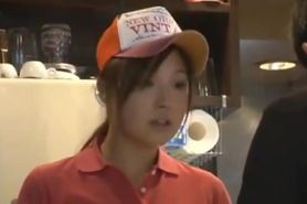 Censored Sexually harassed Japanese waitress