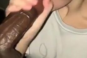 White girl sucking on my big black dick