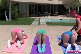 Hardcore backyard sex action with  Yoga trainees