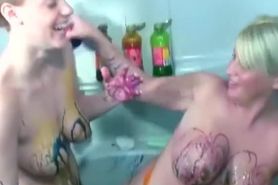 Lesbians Have Some Messy Fun In A Bath