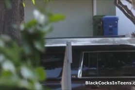 Perfect teen deepthroats big black cock