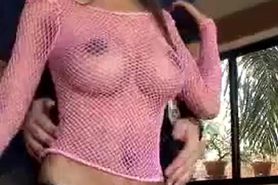Thai girl Nom boobs grope - pink fishnet - Candiddingdongs