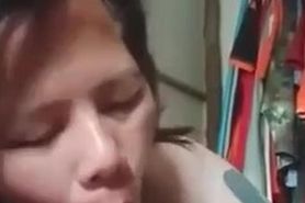 Asian wife drains semen when she wakes up