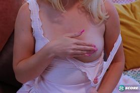 Cute Blonde Teen Juliette Mint Strokes Her Pink, Meaty Pussy - Pink Pussy