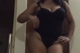 Sexy brown girl black lingerie hot dancing for me