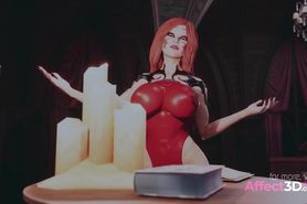 Redhead wizard having sex with a big boobs futanari succubus in a 3d animation