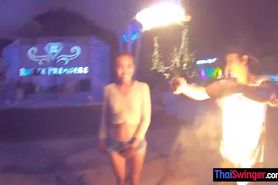 Amateur couple watches a fire show and has hot sex once back in the hotel