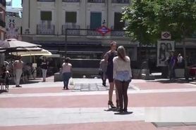 Pinched pussy slave walked in public