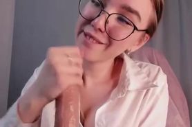 Teacher Nerdy-Freyua gives Handjob Lesson Cum countdown for Good Boys