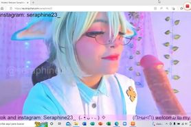 otaku girl in cosplay blowjob