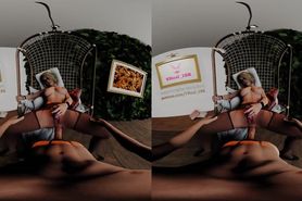 VReal_18K Gentle Anal on Hanging Chair - Vibrator, Couple, Stockings, Blonde, Super Girl, CGI 3D render