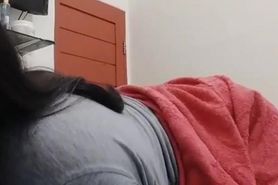 Big titty Indonesian student pillow humping