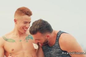 Gay couple anal fucking on a vacation in countryside