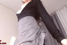 Sweet Korean girl in tights masturbates