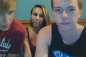 2 Young Boys And One Girl Have Fun On Cam