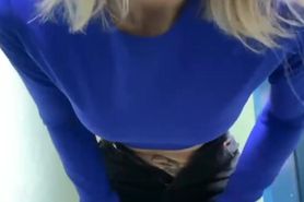 blonde shows herself in a public place