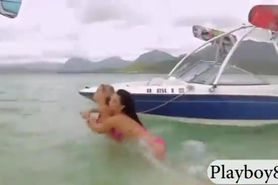 Busty badass babes enjoyed kite surfing and other activities