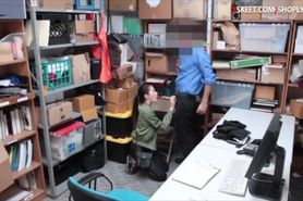 Brunette girl caught stealing and banged in LP office