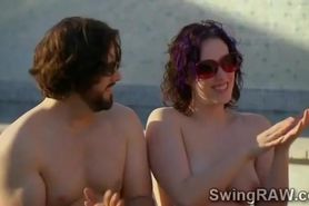 Swinger couples have party outdoors in Reality Show