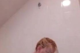 Hottest blonde showering tease