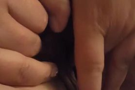 Fingers her wet pussy